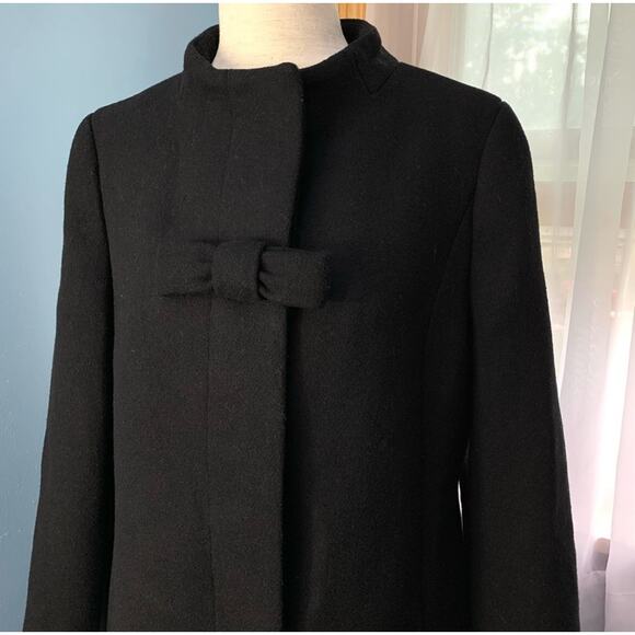 J. Crew Factory Black Wool Bow Coat Size 4 - Picture 4 of 12